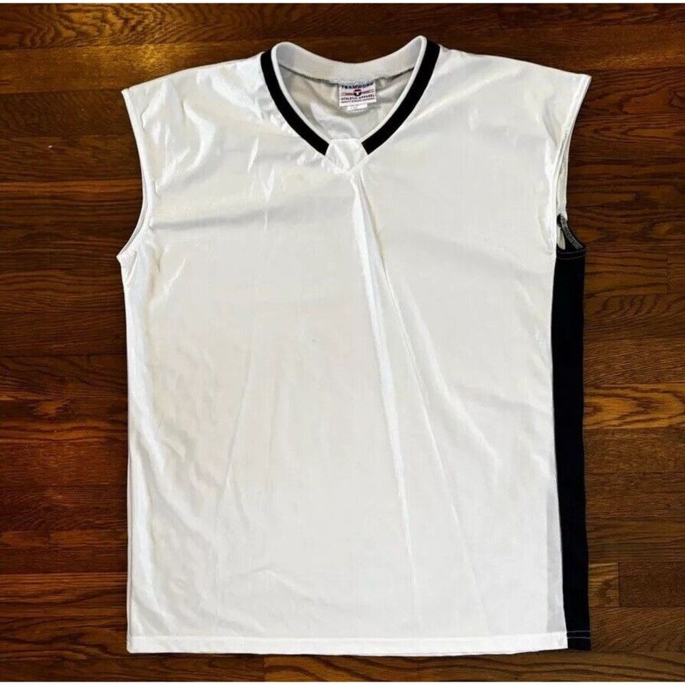 VTG 90s Teamwork Athletic Blank Basketball Jersey XL 46-48 White Blue USA Made